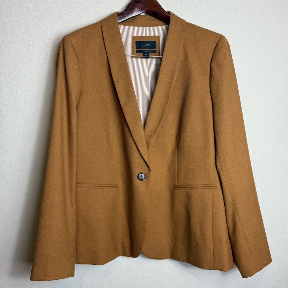 J. Crew Parke Blazer in Wool Flannel Size 18 Single Button Camel Tan